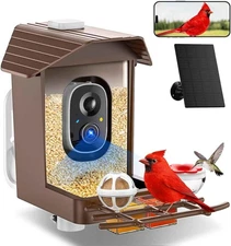 Smart Bird Feeder With Camera Solar Powered Solar Roof - New