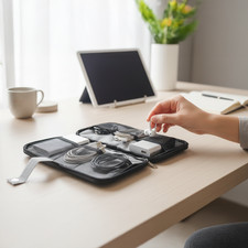 Travel Phone Wire/Power Bank Organizer Pouch Bag Cable Charger Cord Case - Gray