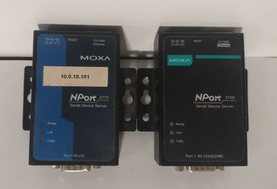 Lot of 2 Moxa NPort 5110 & NPort 5150 Serial Device Servers RS232 RS485 Ethernet