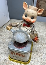 Vintage Tin 1950s Piggy Cook Battery Operated Toy Japan Parts or Repair