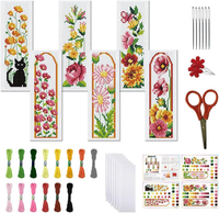 6 Set Kreuzstich Lesezeichen Set Gestempeltes Kreuzstich Rosa Blumen Stickset Mi