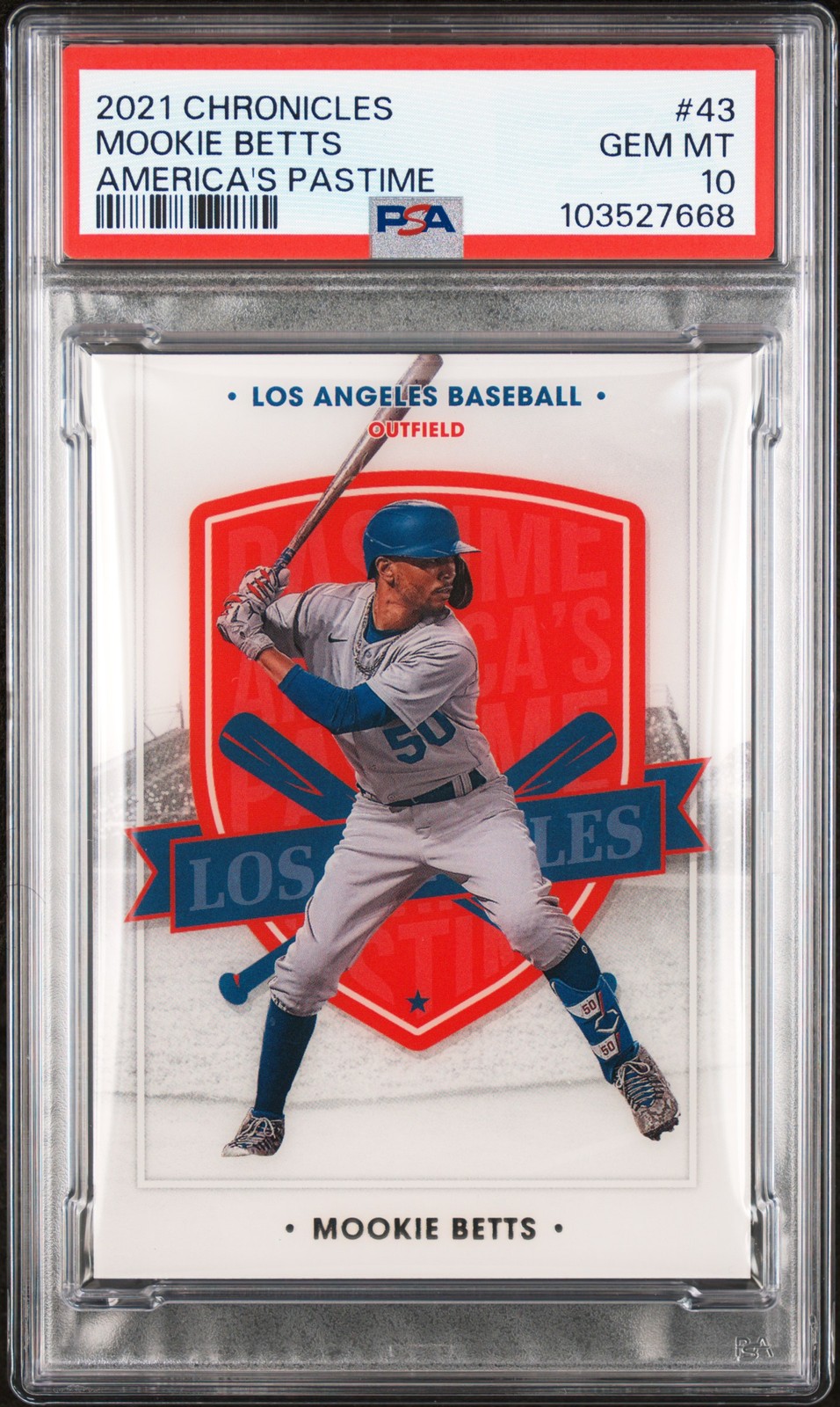 2021 PANINI CHRONICLES AMERICA'S PASTIME #43 MOOKIE BETTS PSA 10