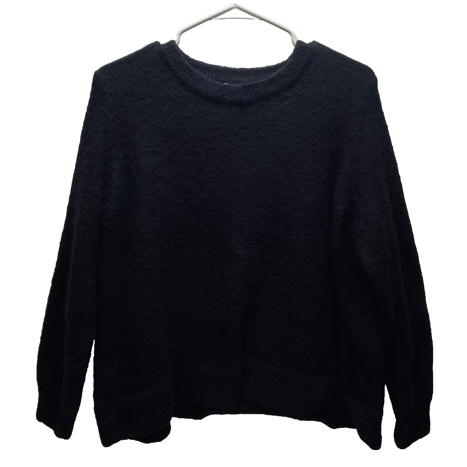 H&M Fuzzy Sweater Women's Medium Black Warm Cozy Long Sleeve Pullover Shirt EUC