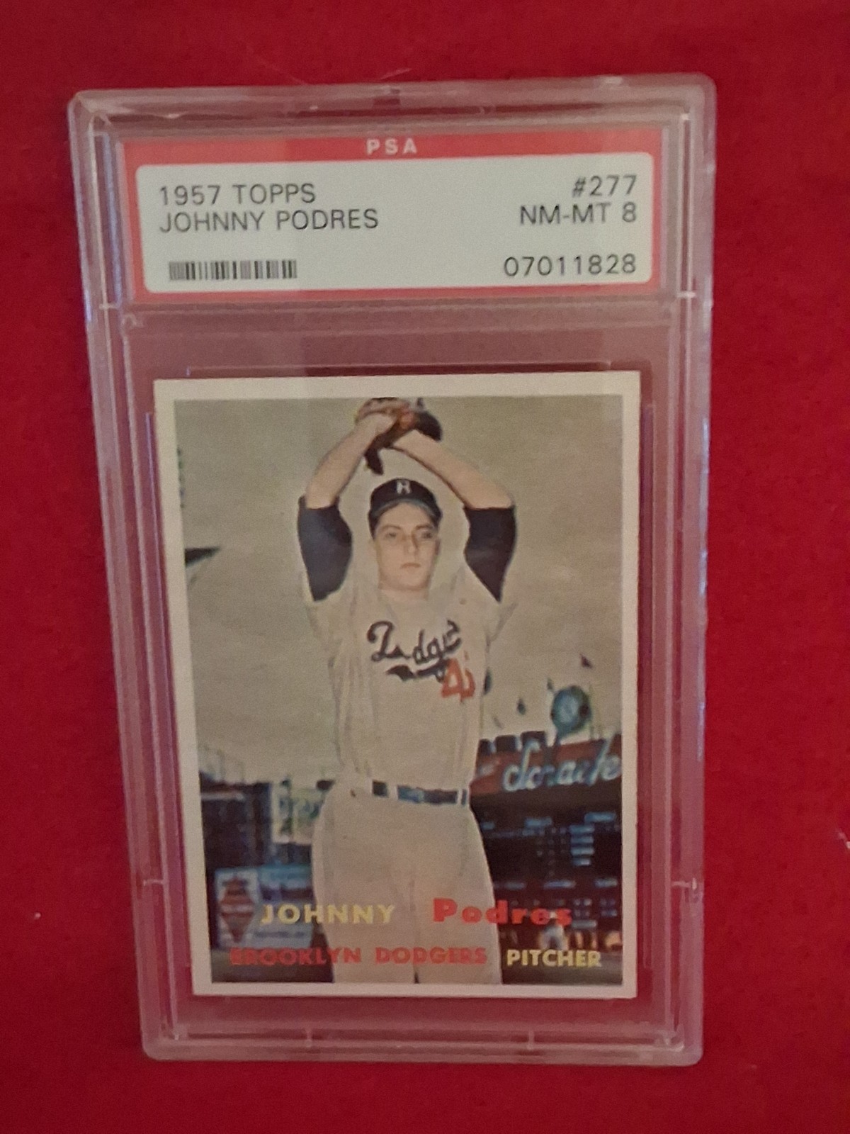 1957 Topps Brooklyn Dodgers # 277 Johnny Podres PSA 8