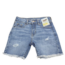 Girls Destructed Relaxed Midi Jean Shorts - Cat Jack Medium Wash Size Medium 8