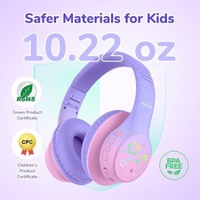 Kids Bluetooth Headphones Wireless with LED Lights, 74/85/94dBA Volume Limited