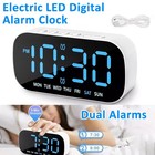 New Electric Digital Alarm Clock LED Large Display Battery Backup Snooze 12/24H