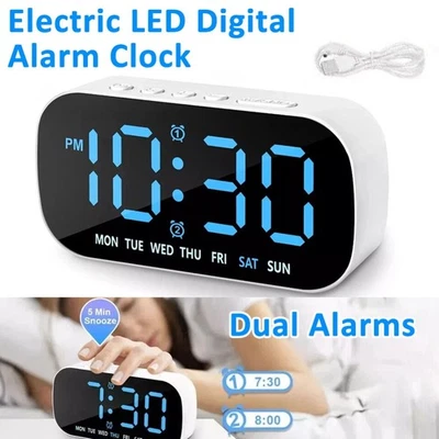 SUNSTORE-IN New Electric Digital Alarm Clock LED Large Display Battery Backup Snooze 12/24H