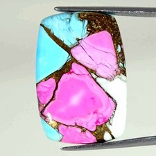 19.80Cts Cotton Candy Pink Copper Turquoise Cushion Cabochon Loose Gemstone