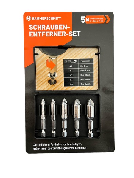 Hammerschmitt Schrauben-Entferner-Set, Schraubenausdreher Linksausdreher 5Er Set-image