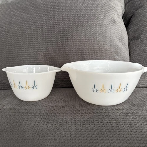 Fire King Anchor Hocking Candle Glow Cinderella Mixing Bowls Set of 2 Vintage