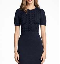 RED VALENTINO Wool Velvet Ribbon Knit Dress Women Size S Navy Genuine