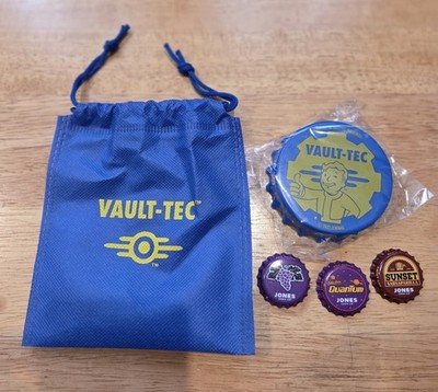 Fallout Jones Soda Co Vault-Tec Magnetic Bottle Cap Opener With 3 Caps, Sealed 