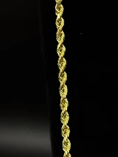 14k Solid Italian Real Gold Rope Chain 22 in 4MM