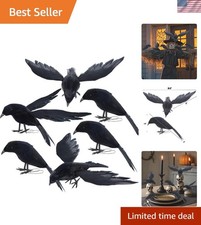 6 Pack of Lifelike Black Crows Perfect for Halloween Indoor Outdoor Decor