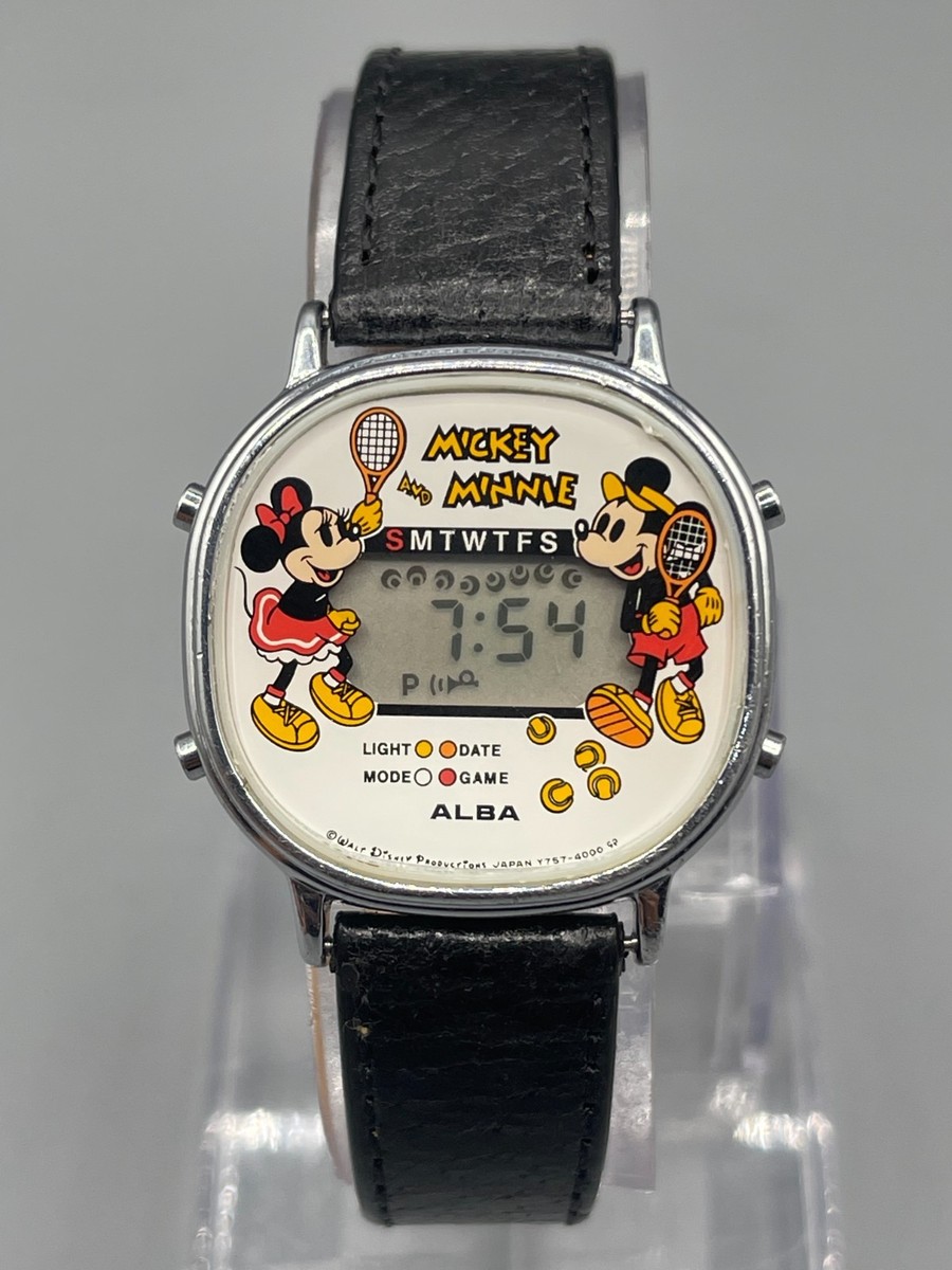 ALBA Mickey & Minnie Tennis Game Watch Y757-4000 Disney Digital