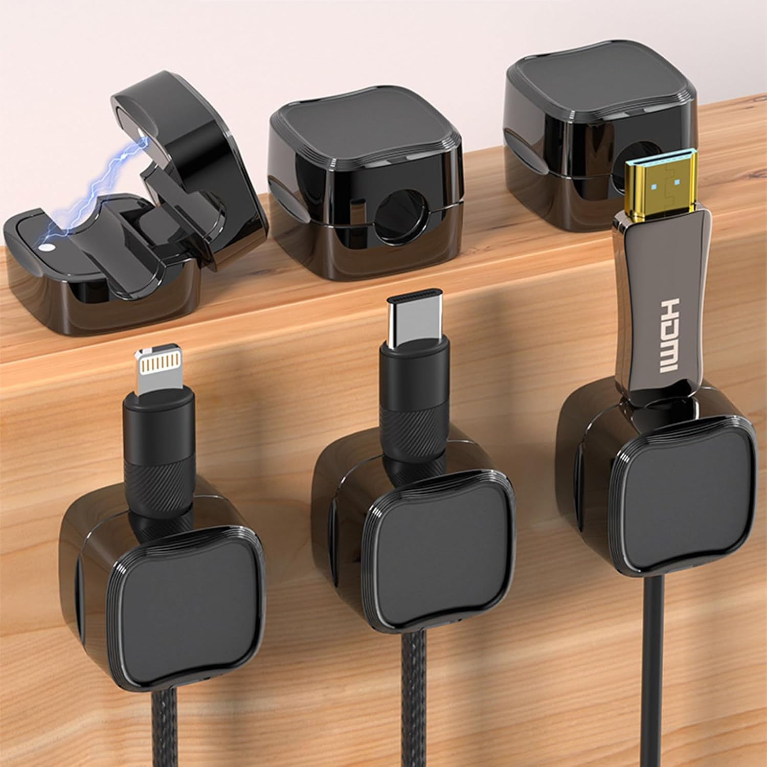 Magnetic Cable Clips Cord Organizer:12 Pack Magnetic Desk Cable Clips Management
