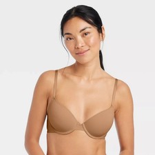 Women s Auden Lightly Lined Demi Underwire T-Shirt Bra Brown Size 32B