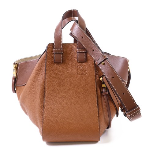 LOEWE GHW Hammock Small Shoulder Bag Calfskin Leather Brown