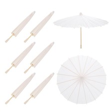 6Pcs Paper Umbrellas 16" Paper Parasol Umbrella for Craft,White