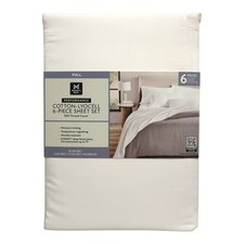 Member's Mark Performance 6 Piece Cotton-Lyocell Sheet Set, Full Arctic White