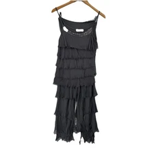 Gigi Moda Outfit Top Pants Women's One Size Gray Silk Italy Layered Tiered