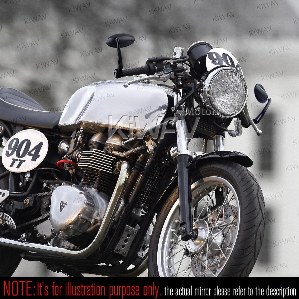 Bar end mirror black sandblast oval shape M6 bolt-on screw mounts fits Vespa - Imagem 3 de 4