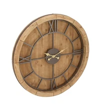 Wooden Decorative Wall Clock for Home and Room, 40" x 3" x 40", Brown