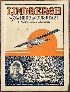 rare AVIATION sheet music LINDBERGH THE HERO OF OUR HEART Harrisburg PA 1927