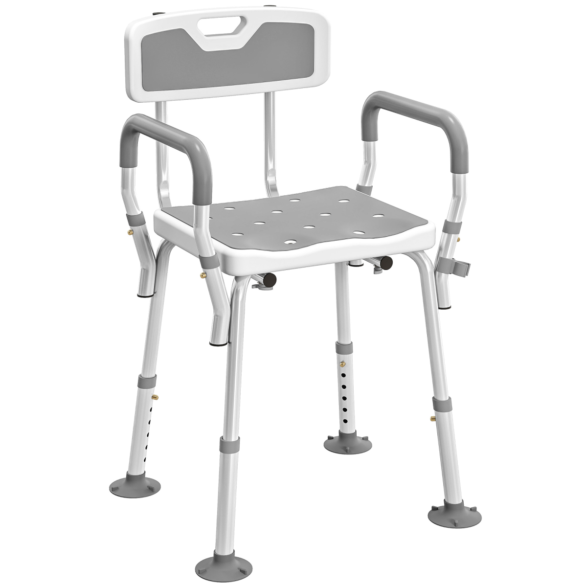Shower Chair 136kg Adjustable Back Arms Padded Bath Seat Non Slip - Image 2