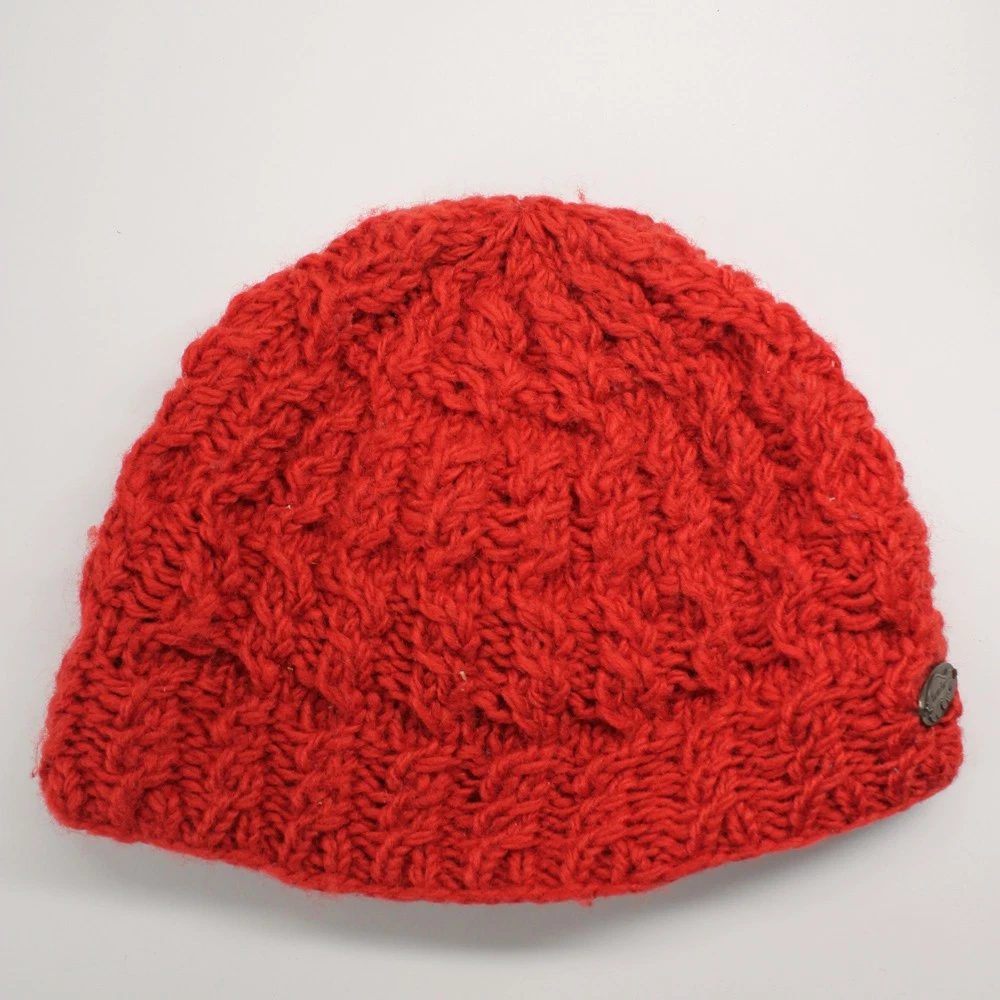Red wool turtle fur winter cap fleece headband inside