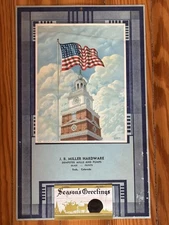 Vintage 1942 God Bless America Flag Calendar JB Miller Hardware Advertising