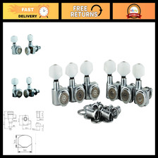 6 Inline Guitar Locking Tuners 1:18 Gear Ratio, Chrome Machine Heads, Pearl Butt