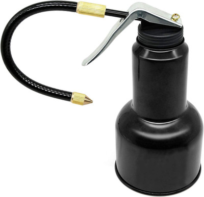 Metal Oil Can, Oil Pump Can with Spout Flexible, Hand Pump Oiler Can Tool - 17oz