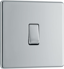 Single Wall Light Switch | Screwless Front Plate, Polished Chrome