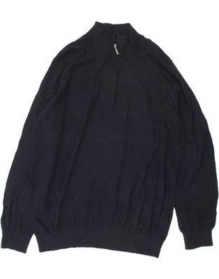 L.L.BEAN Herren Zip Neck Pullover Sweater XL Navy Blau Baumwolle QA11