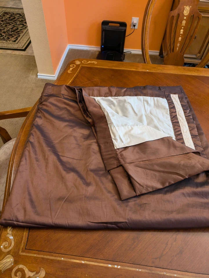 Exclusive Fabrics & Furnishing Chocolate Brown With Lining 3 Panels 50x108 - Image 2 of 4