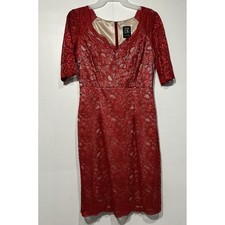 Womens Red Lace Dress Size 6 Mermaid Party Coquette Wedding Guest Holiday Fairy