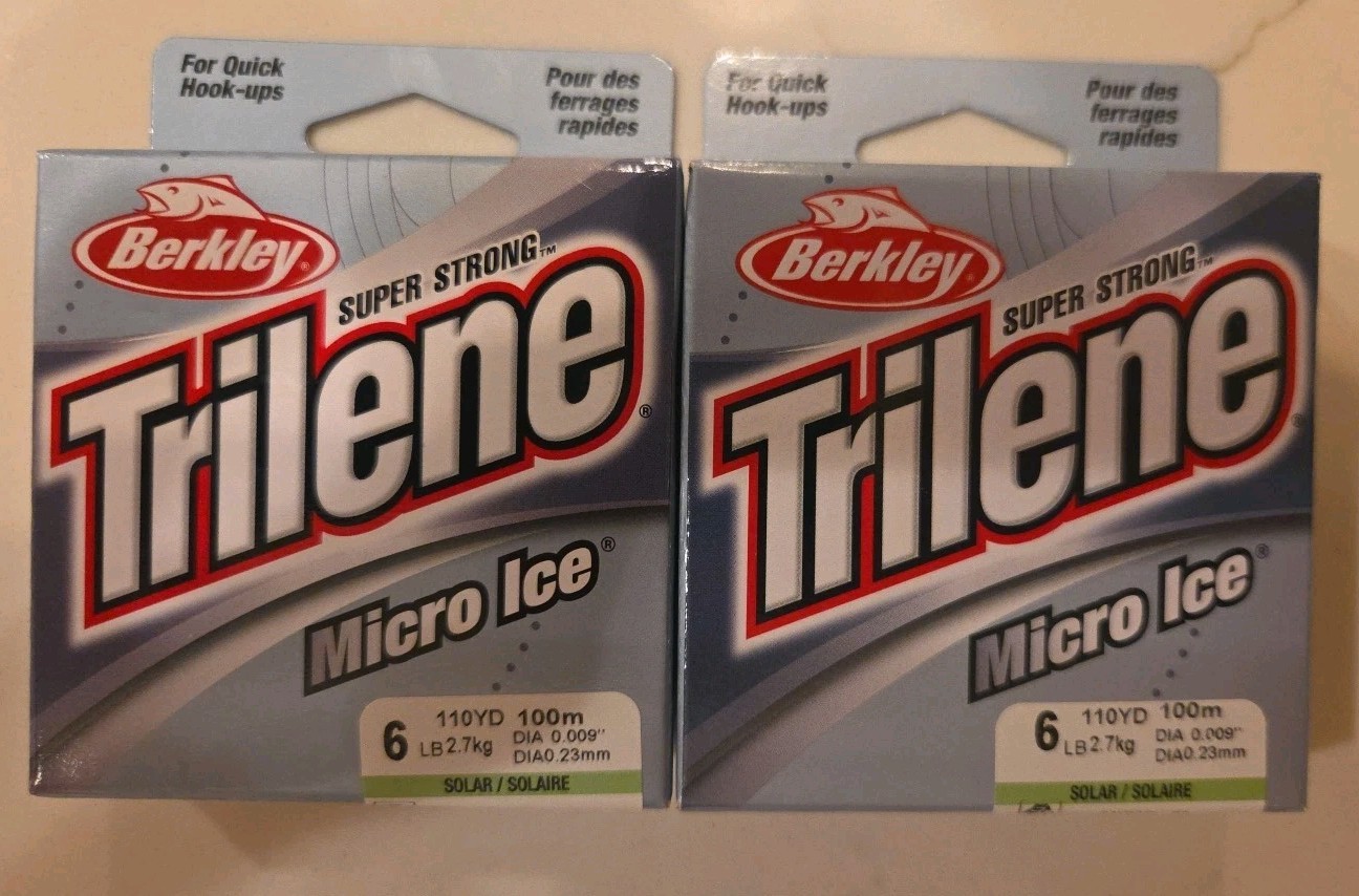 Lot Of 2 - Berkley Trilene Micro Ice Fishing Line 6Lb Solar 