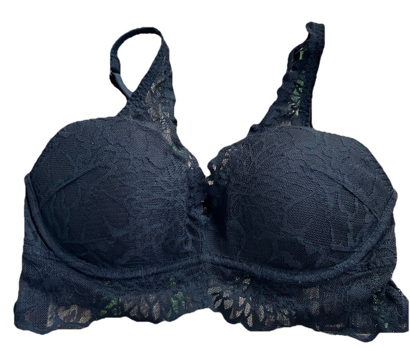Victoria's Secret PINK Bra XS Underwire Black Lace Push Up Racer Back