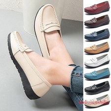 Ladies Loafers Slip on Flats Breathable Walking Flat Womens Boat Shoes Nonslip