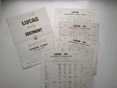Coventry Climax Lucas Teilekataloge 1950,55,58,59,62