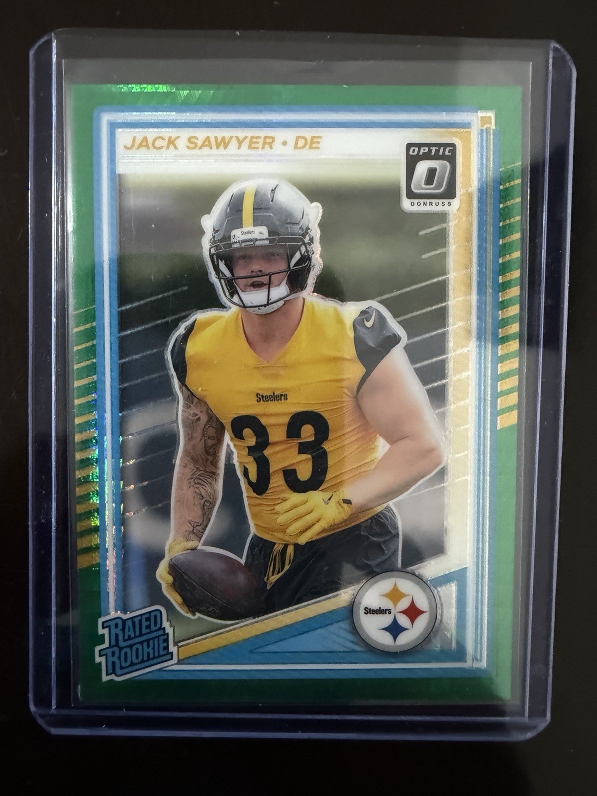2025 Panini Donruss Optic - Rated Rookie Jack Sawyer #220 Green Hyper Prizm (RC)