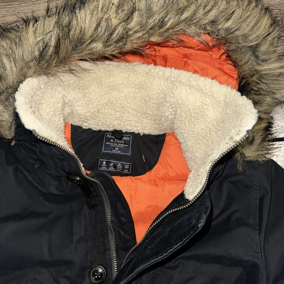 Chaqueta Abercrombie and Fitch Para Hombre XS Sherpa Forrada Con Capucha Parka Tareas Abrigo Foto 3 de 4