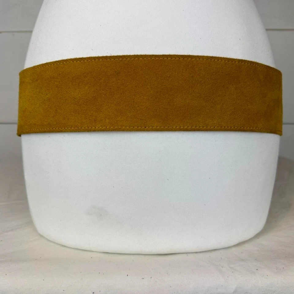 Vintage 90s Vera Pelle wide double wrap soft suede belt in yellow. Self tie bow - Image 2 of 4
