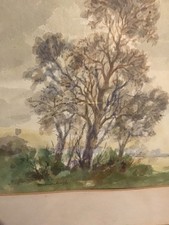 a vintage beech framed watercolor painting by artist rg vinitinbourgh signed blu