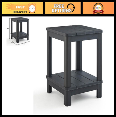 Deluxe Adirondack Side Table - Outdoor Patio Furniture, Graphite Color, Weather-