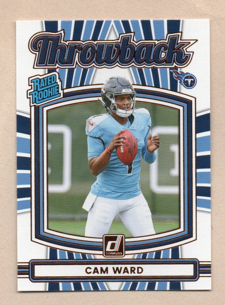 2025 Donruss Cam Ward Rated Rookies Throwback Tennessee Titans 25