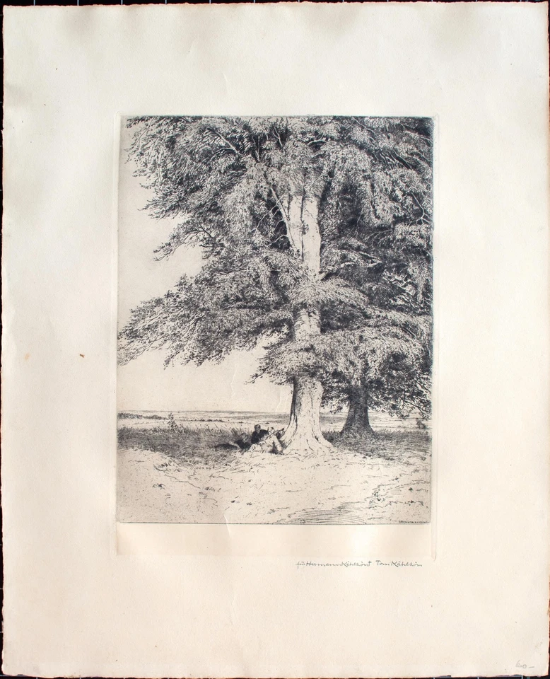 Hermann Kätelhön Impressionismus Kleiner Sommertag Liebespaar Radierung 1915 - Bild 4 von 4