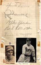 Vince DiMaggio Rip Sewell Spud Davis Stan Hack Bob Elliott signed album page